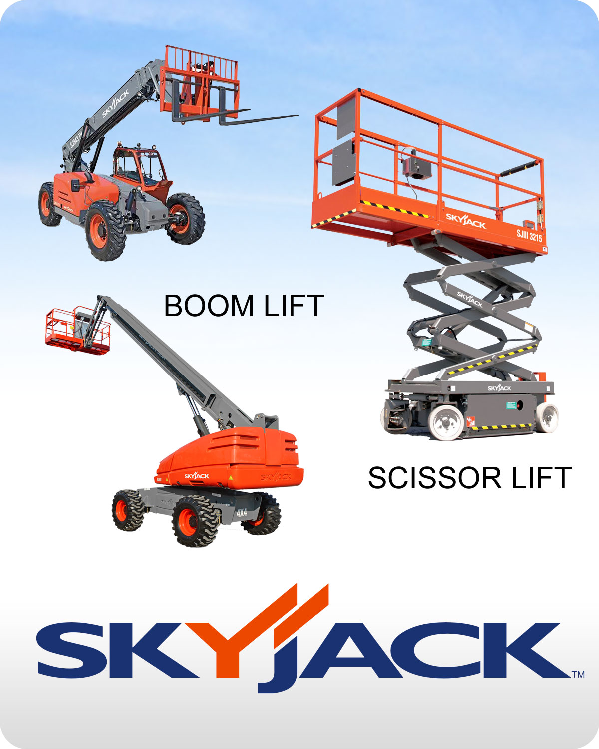 SkyJack Boom and Scisor Lift Telehandlers